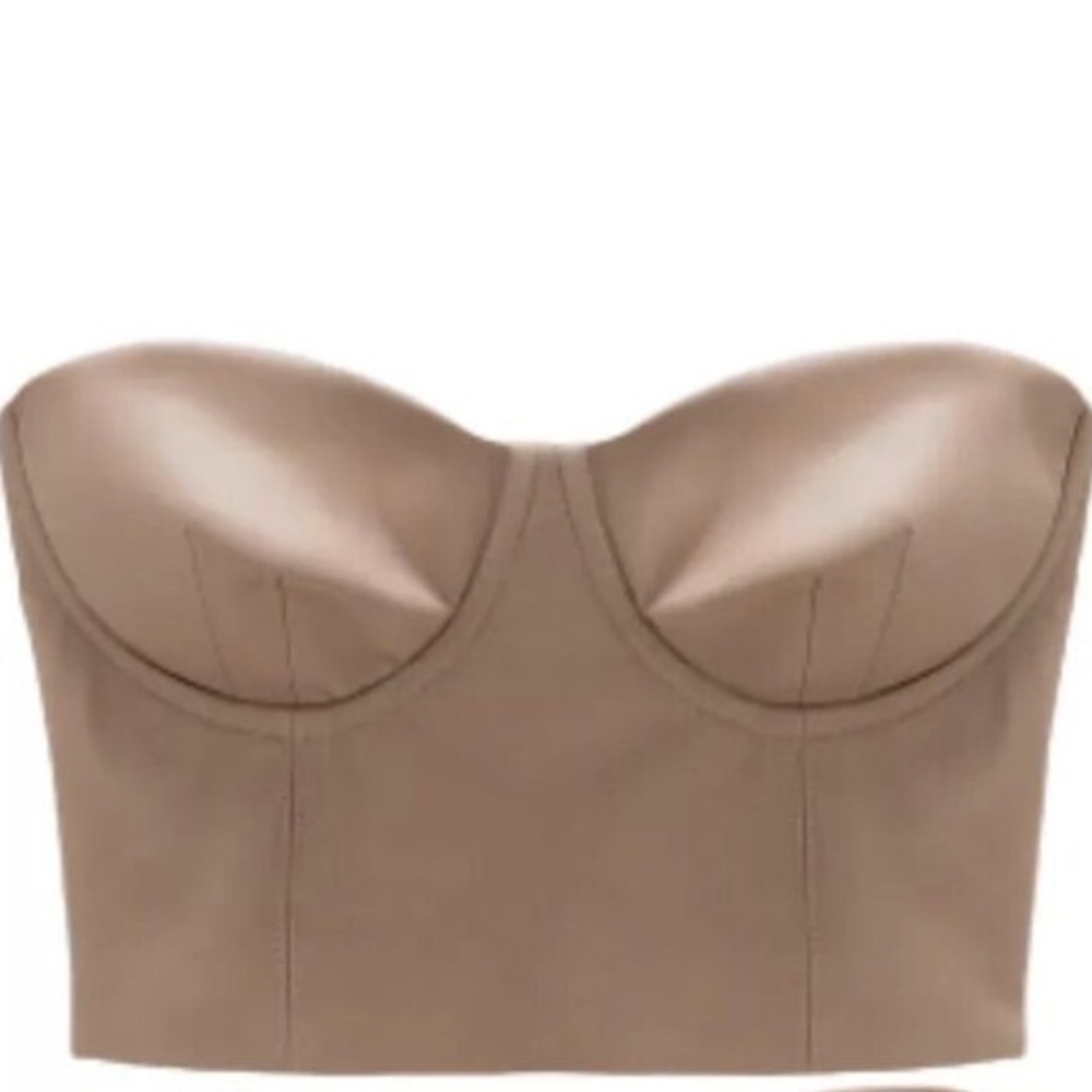 Zara Tan Faux Leather Bustier Top